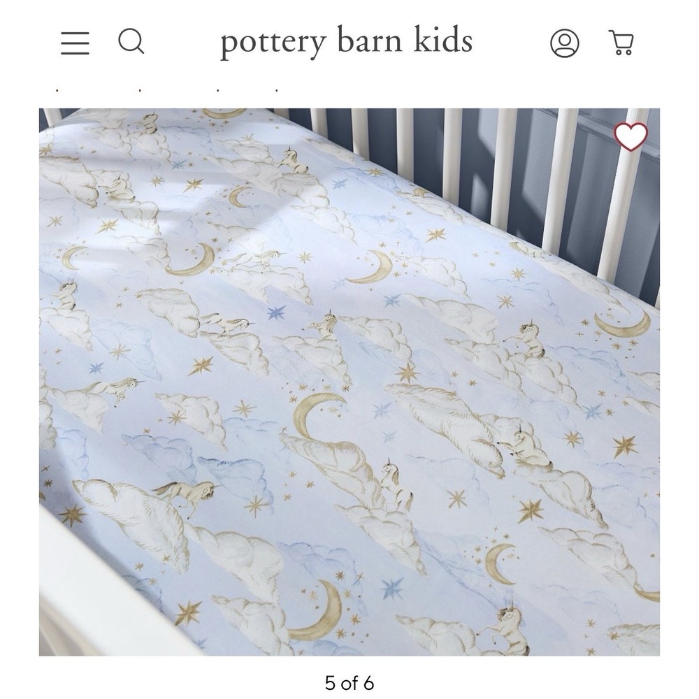 Pottery Barn Kids Chris Loves Julia Unicorn Celestial Organic‎ Crib Fitted Sheet